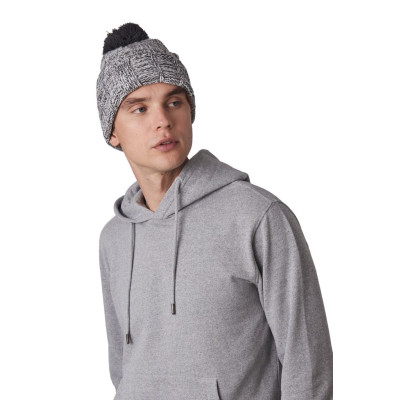 Bobble beanie with turn-up.